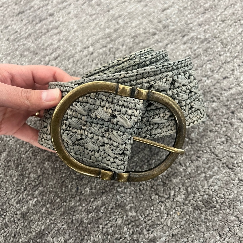 Sezane fetiche sage raffia belt size 80
